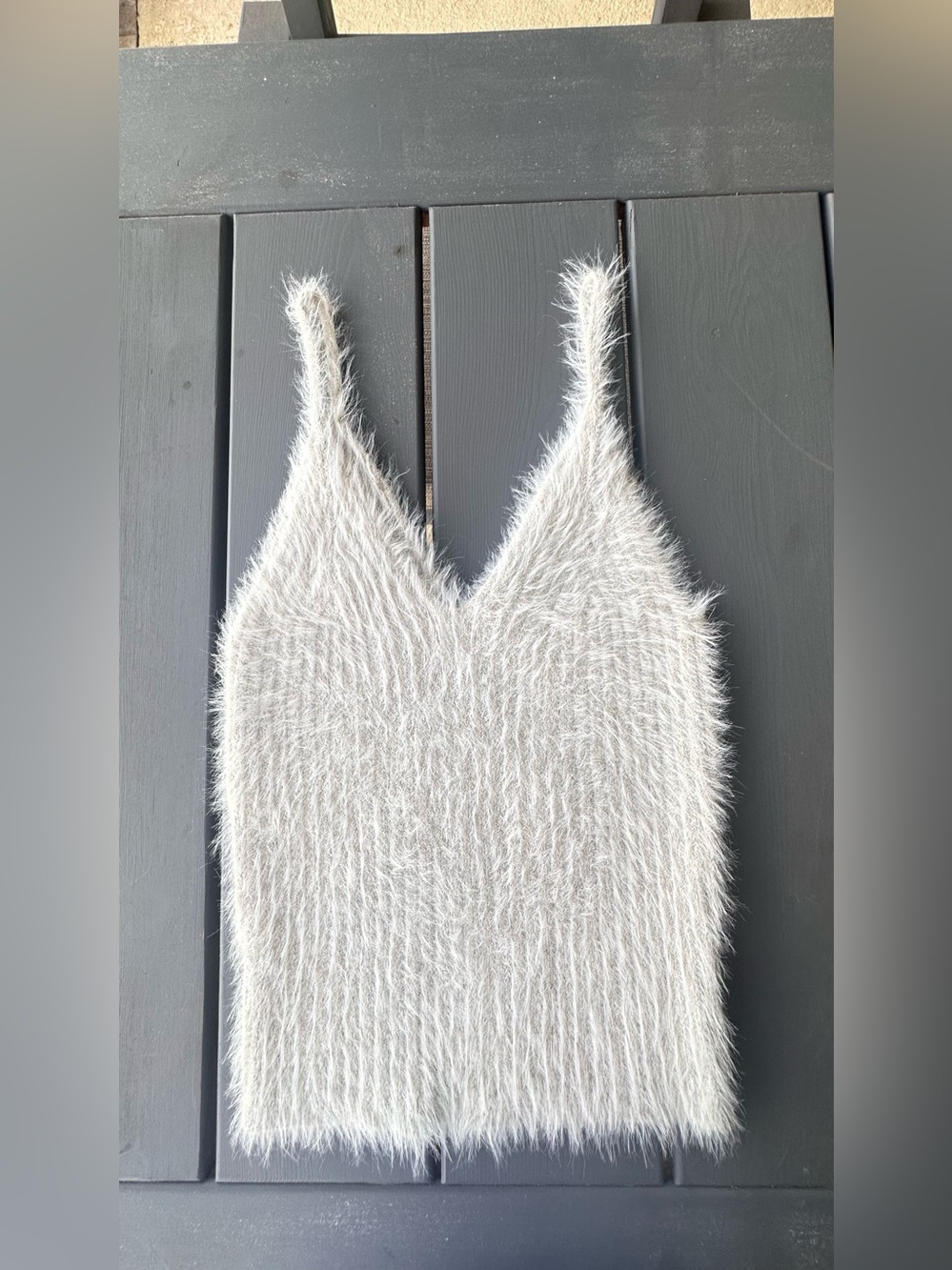 Flawless  V-Neck Spaghetti Strap Tank - Light Gray Sz S